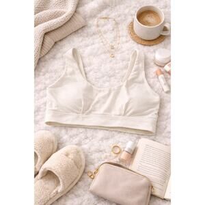 Parade Women's Pullover Scoop Neck Bralette Bra Cotton Off White Size S